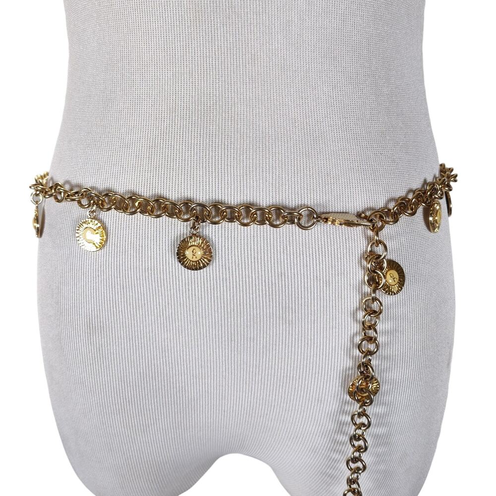 Vintage Roberta di Camerino Gold Tone Chain Belt Medallion Charms Italy